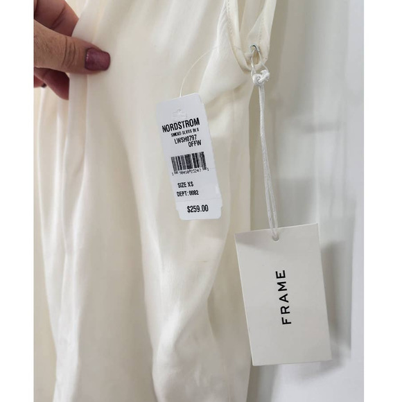 NWT‎ NEW FRAME Smocked Silk Sleeveless Mock Neck Top White XS - Picture 9 of 12